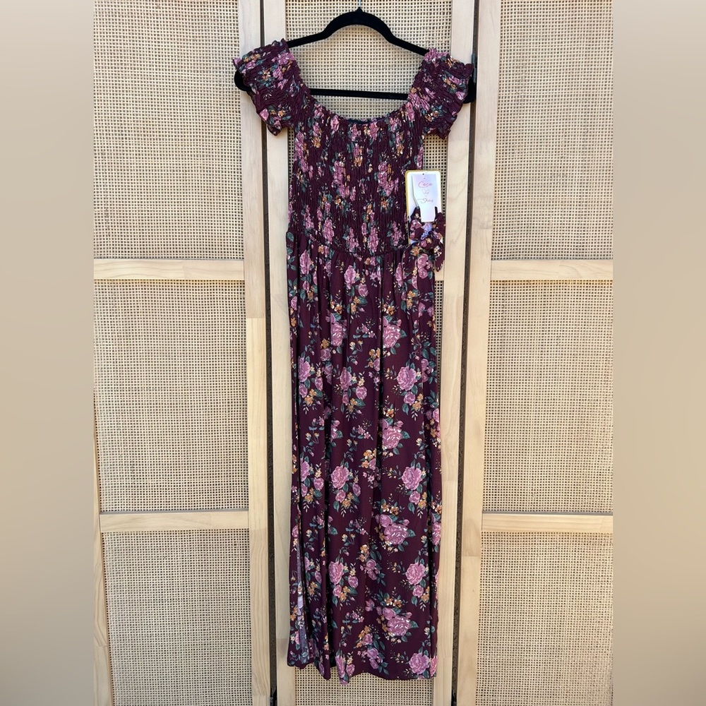 Coco and Shay Floral Maxi Dress + Scrunchie